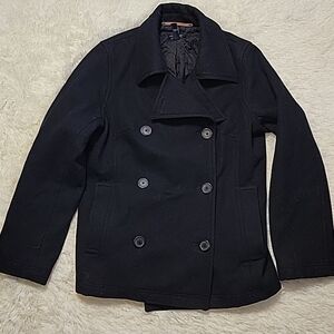 American Eagle Outfitters Peacoat Womens Medium Black Wool Coat Double Breasted